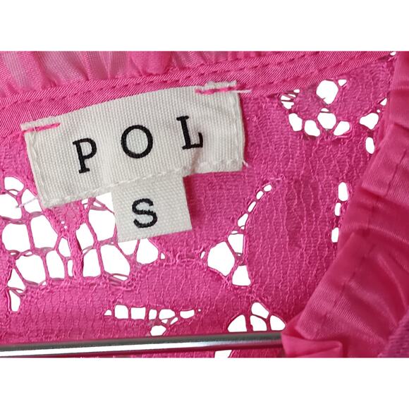 New without Tags POL Pink Lace Ruffle Flutter Sleeve Blouse Top Size Small - Picture 6 of 16